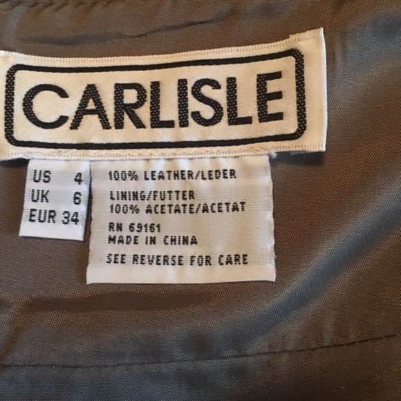 Vintage 1980s Carlisle Size US 4 Taupe Brown lined leather Skirt - Picture 4 of 5